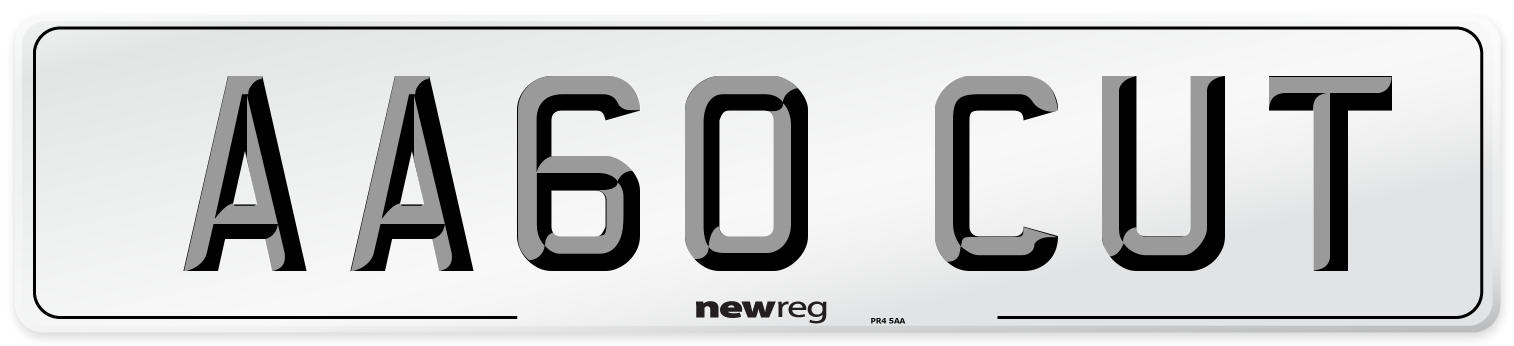 AA60 CUT Number Plate from New Reg